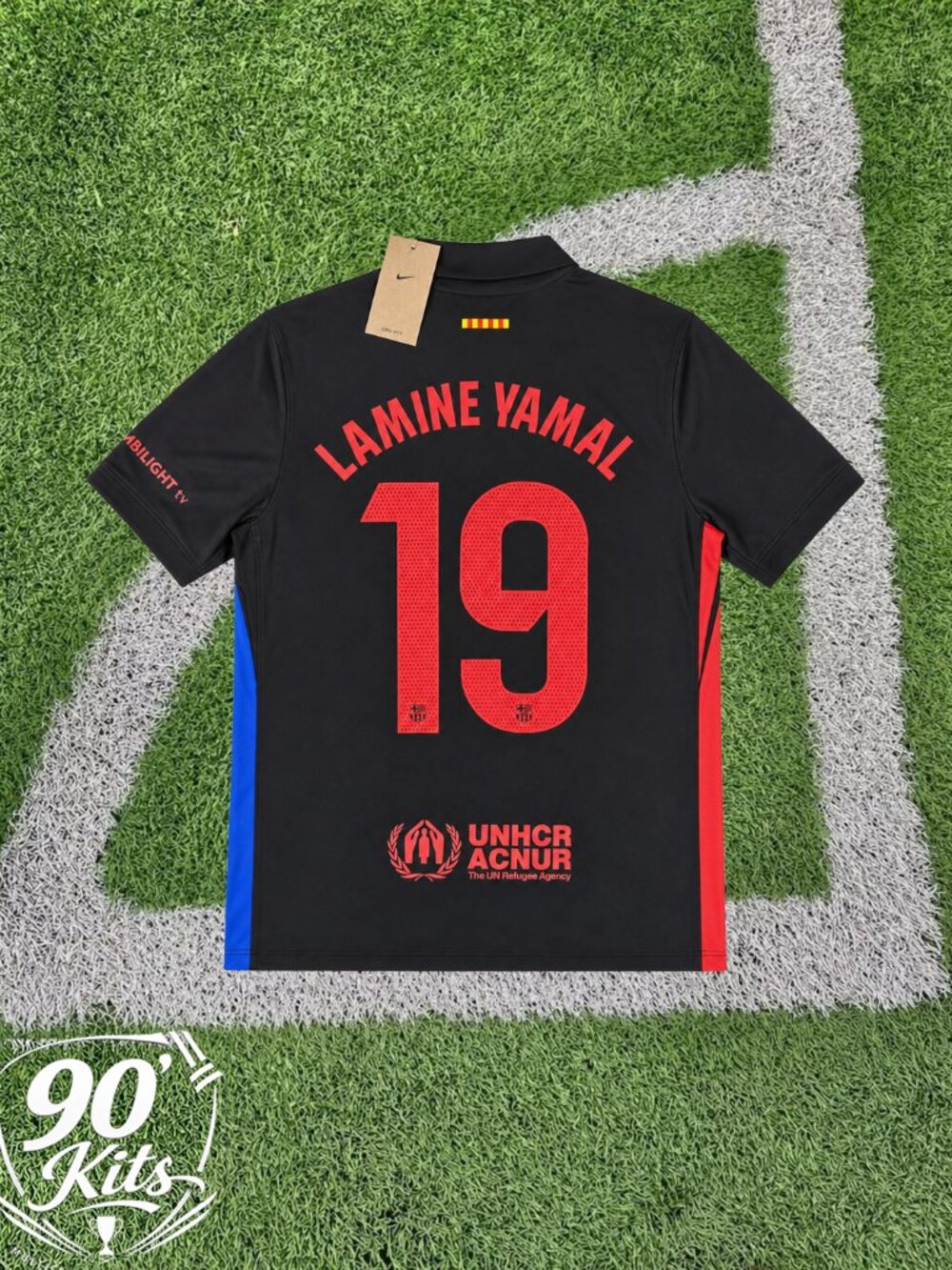 Barcelona #19 Lamine Yamal Black Away Soccer Jersey